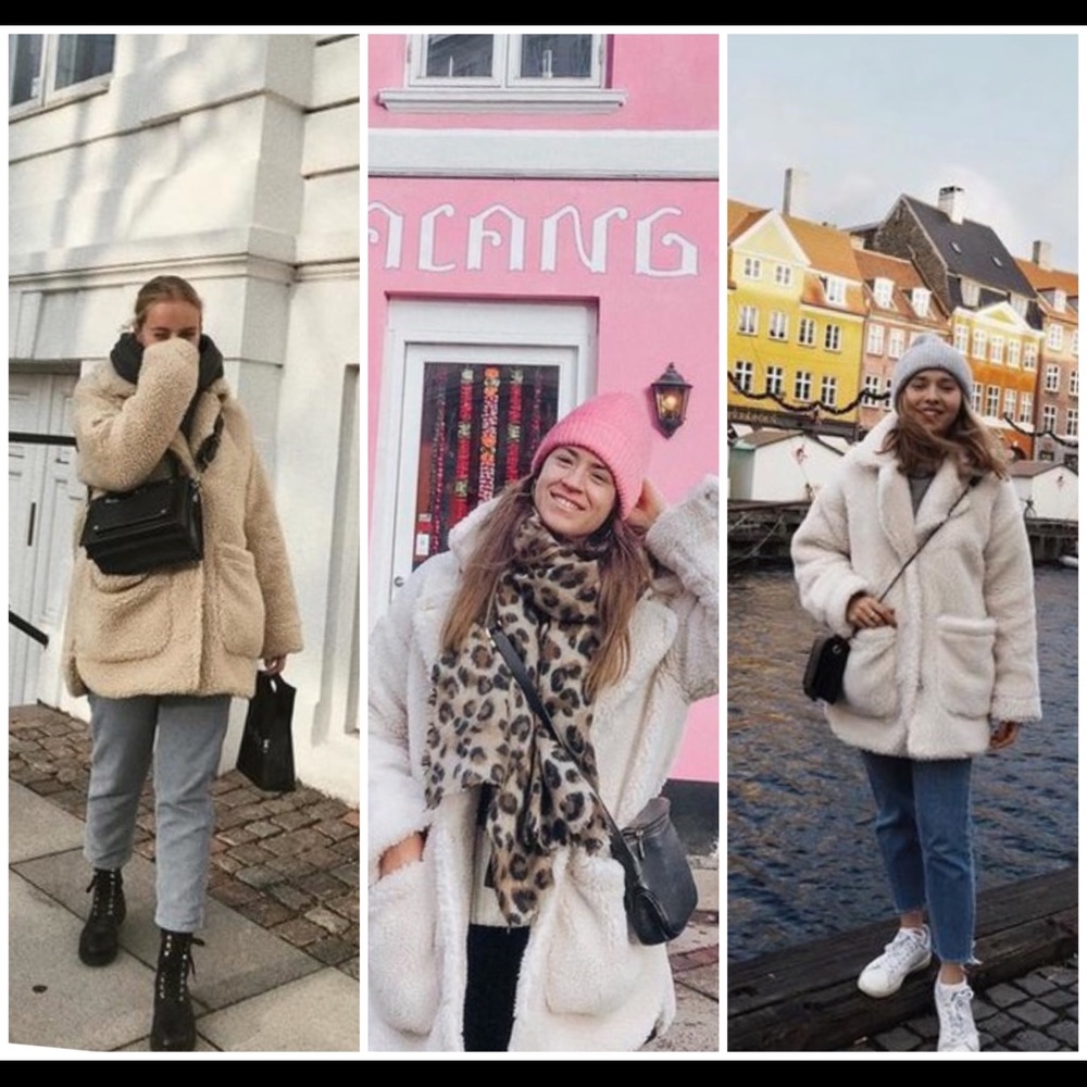 Instagram Teddy Bear Coat by Monki Oversized Cream